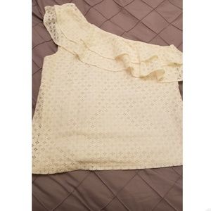 One Shoulder Cream Lace Top